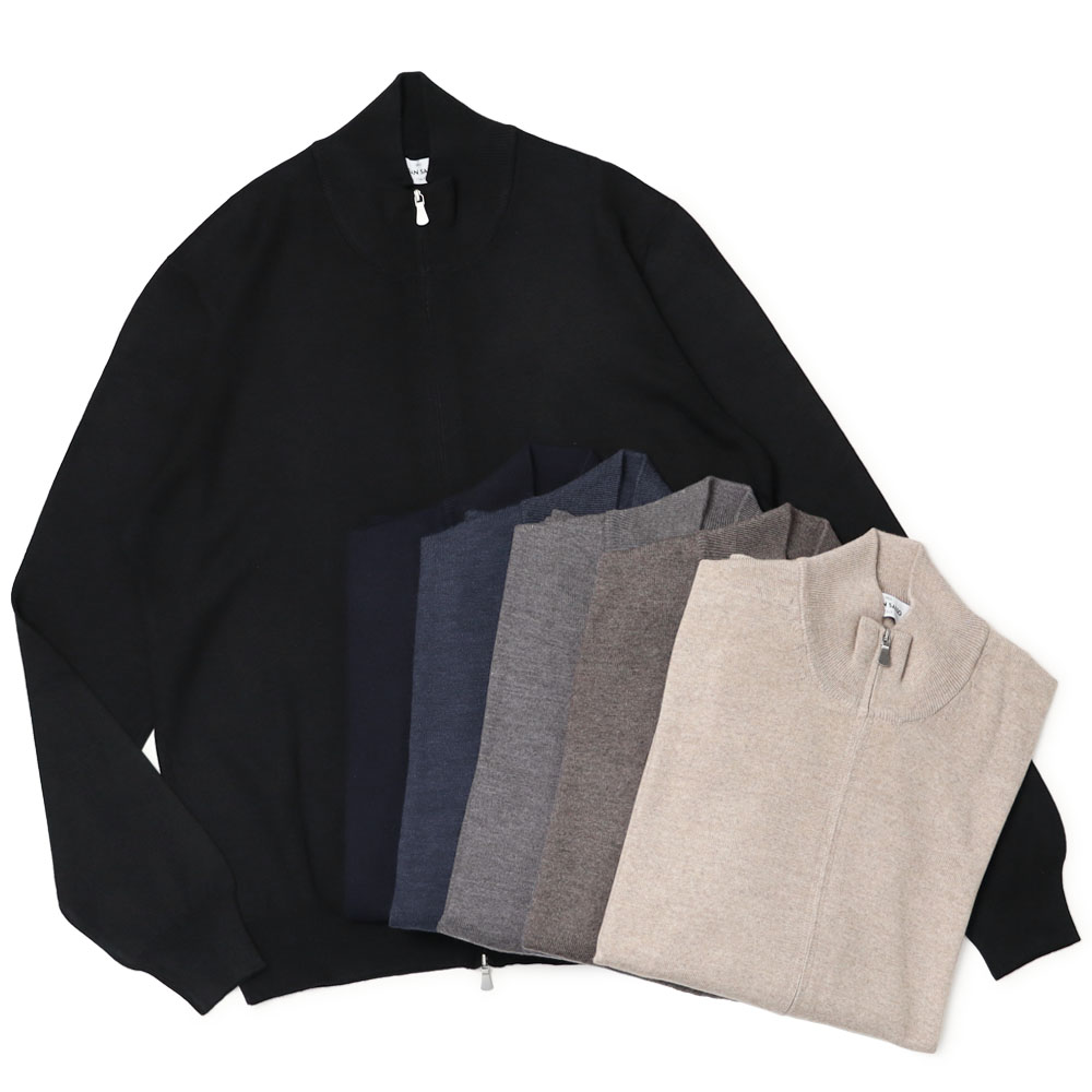 グランサッソ / GRANSASSO / ダブル ZIP スタンドカラー ニット
