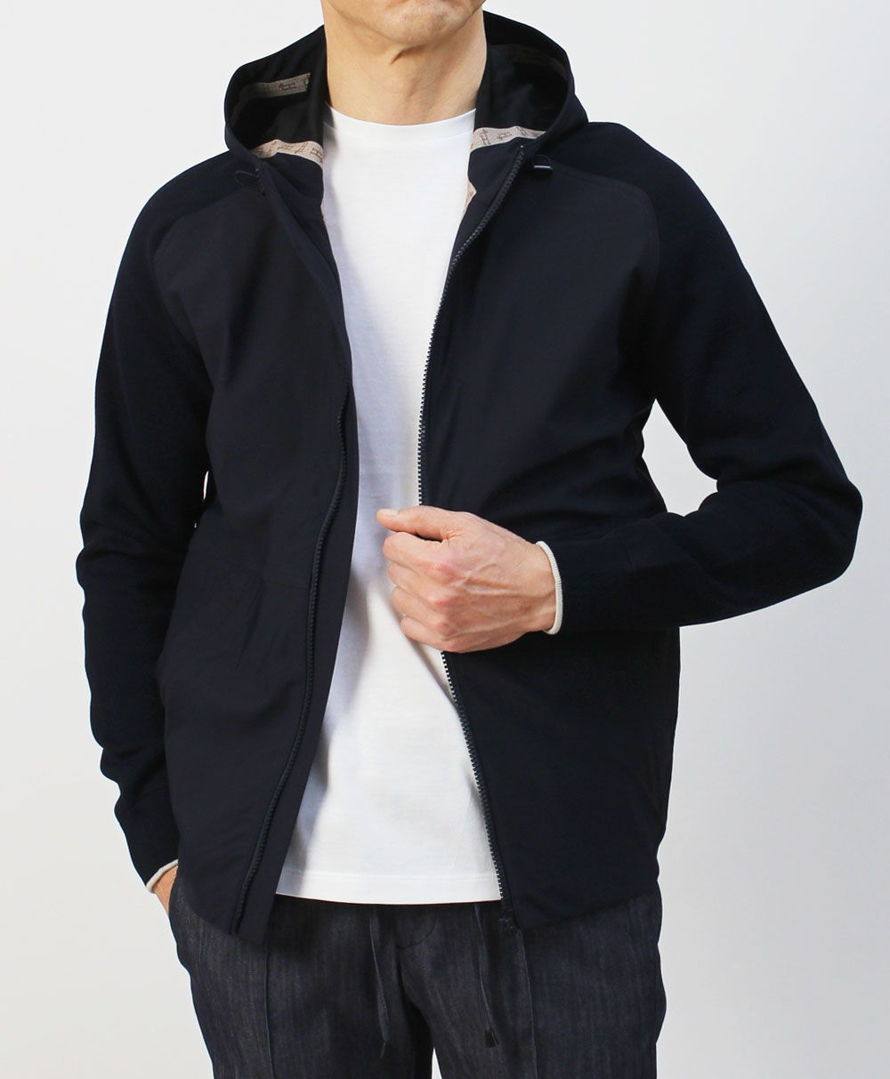 ヘルノ / HERNO / 軽量ストレッチナイロン × ミラノリブニット
