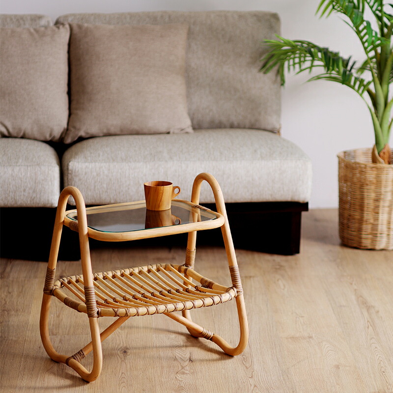 アジア家具 ラタンテーブル 籐製 サイドテーブル 籐家具 ナイト