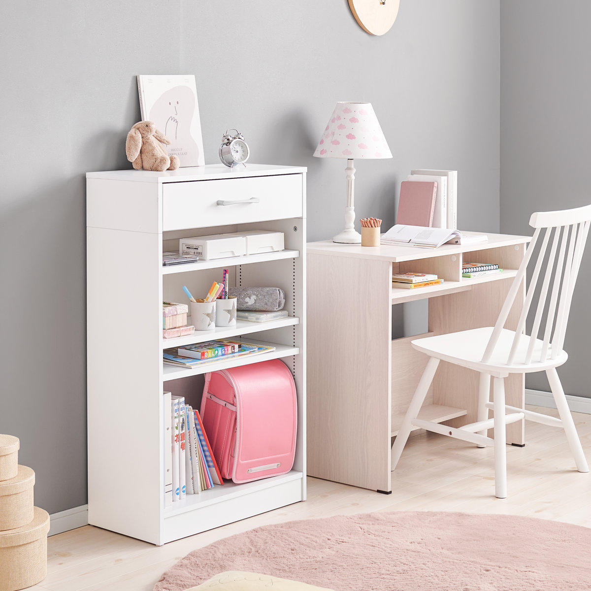 楽天市場】1cmピッチ可動 本棚 幅60cm 可動棚3枚 引出し付 （ ラック