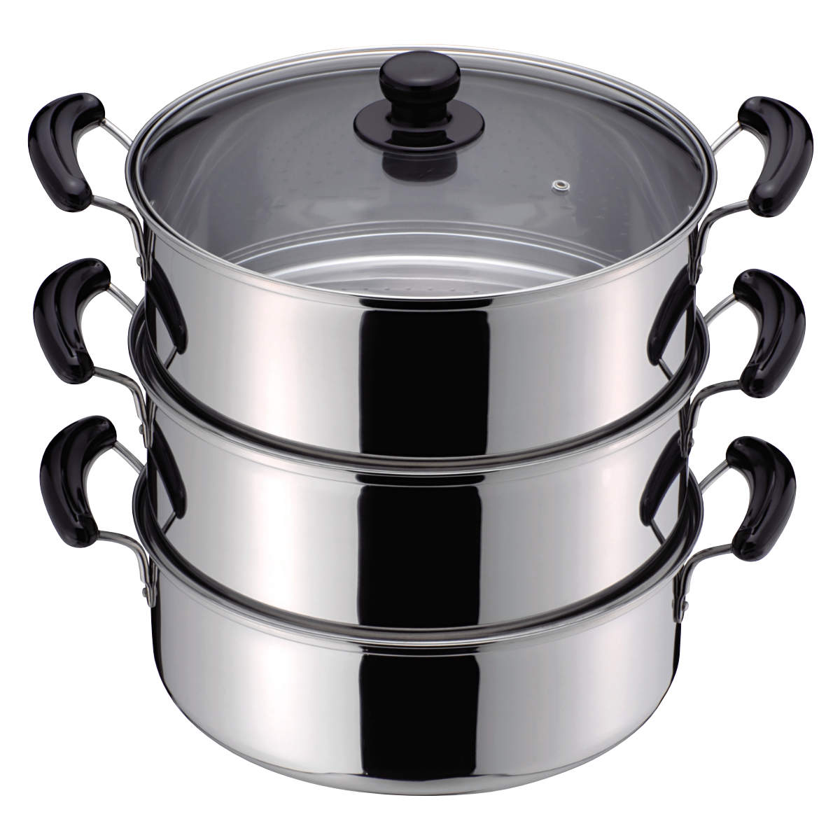 楽天市場】3段蒸し器 30cm IH対応 だんらん ガラス蓋付き 3升用