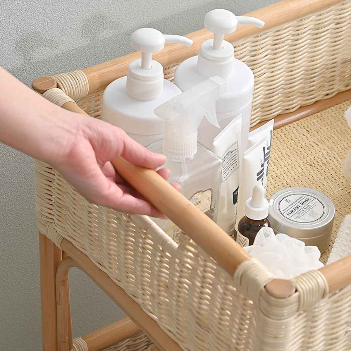 楽天市場】籐 ランドリーバスケット 高さ61cm 2段 ラッカー塗装 天然