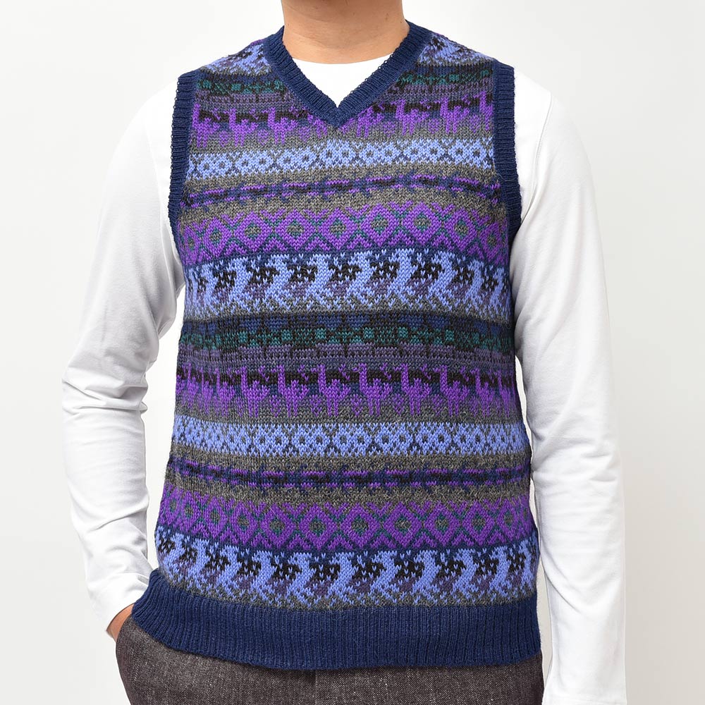 【ペルー製】 ラッファモリーナ 総柄ニットベスト アルパカ100% Lサイズ RAffa MOLINA（ラッファモリーナ）｜RAffa MOLINA（ラッファモリーナ