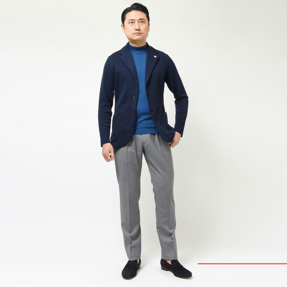 LARDINI（ラルディーニ）コットンミラノリブソリッドニットジャケット