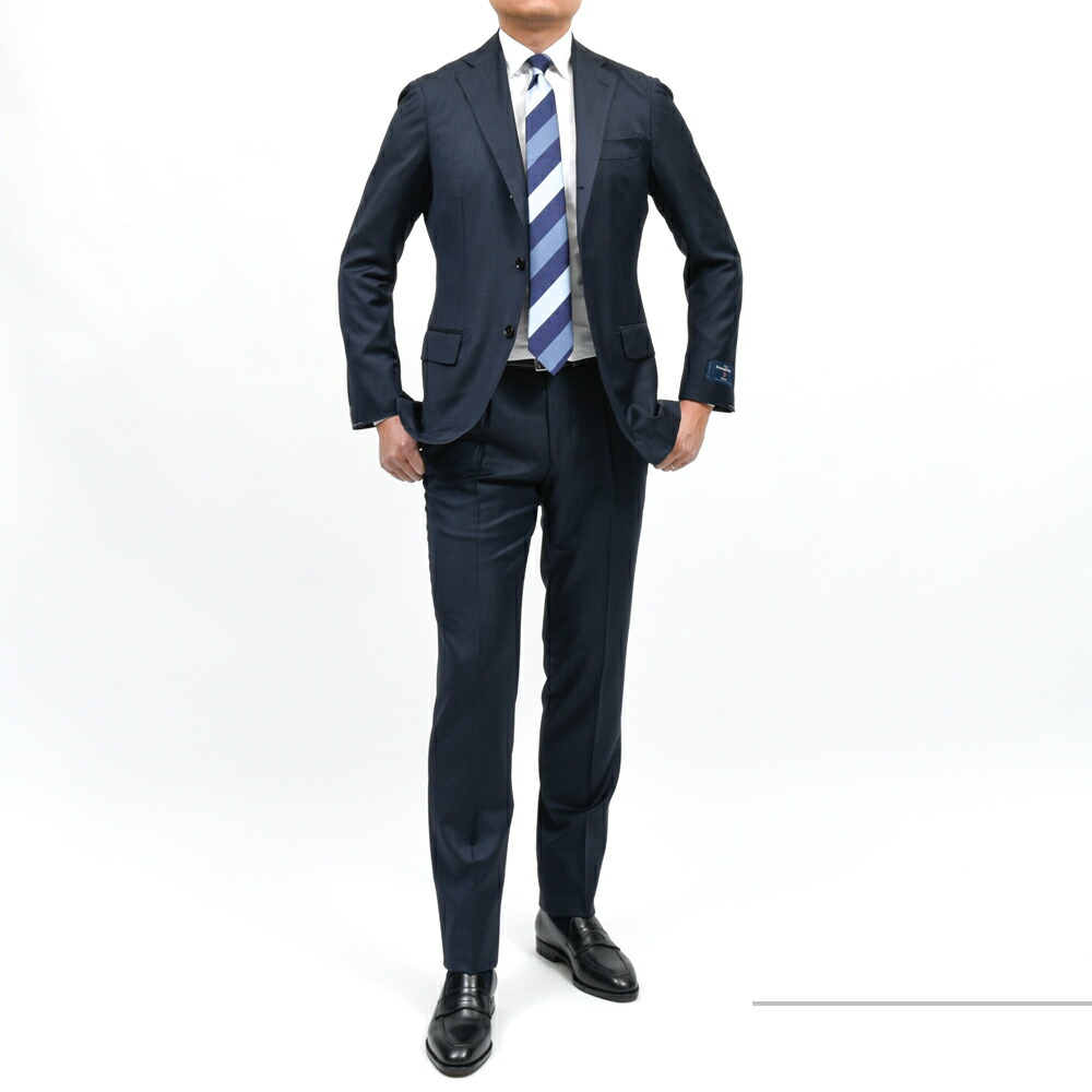 guji（グジ）ウールマイクロヘリンボーン3B1プリーツスーツ MADE BY