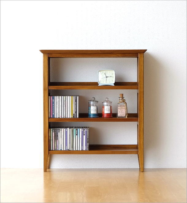 楽天市場】チーク無垢材 CDラック 文庫本本棚 薄型 スリム 天然木製