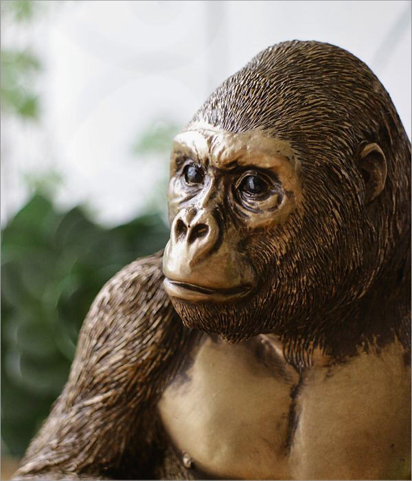 楽天市場】ゴリラ 置物 オブジェ おしゃれ ブロンズ風 雑貨 置き物