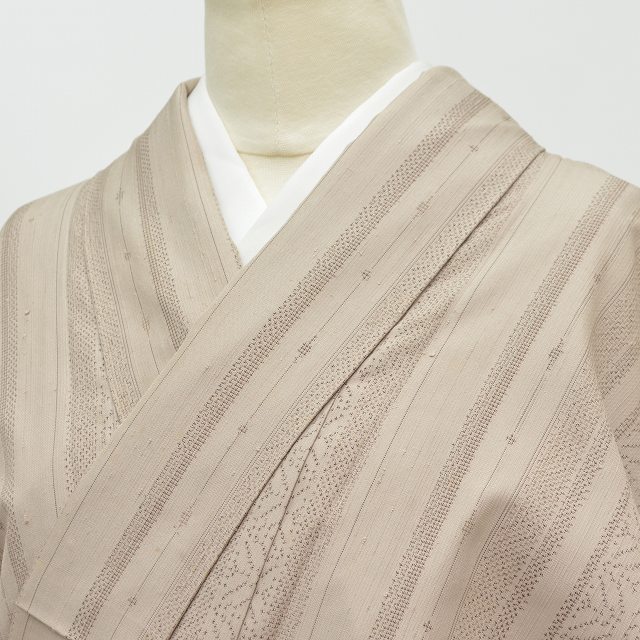 20%OFF☆P10倍／リサイクル着物 ぜんまい紬 正絹 仕立て上がり 女性 裄