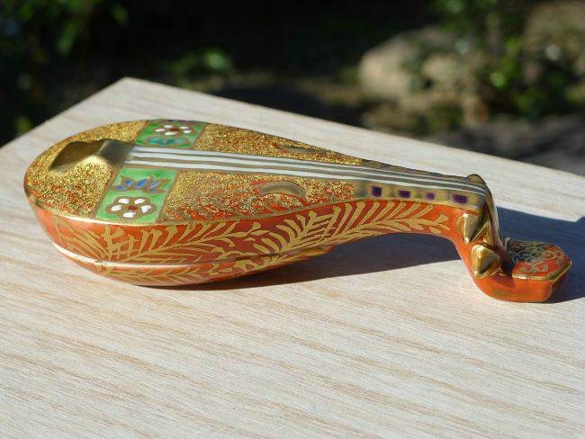 色絵琵琶香合 昭阿弥 - 京焼清水焼 松韻堂