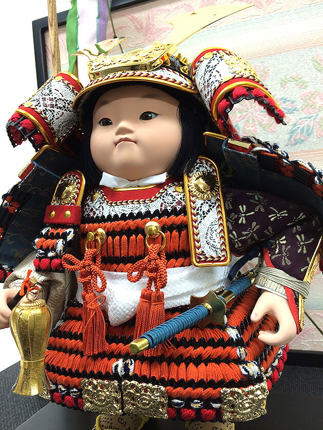 五月人形 子供大将平台飾り【P93304】幸一光作 脇に鯉のぼりを飾った