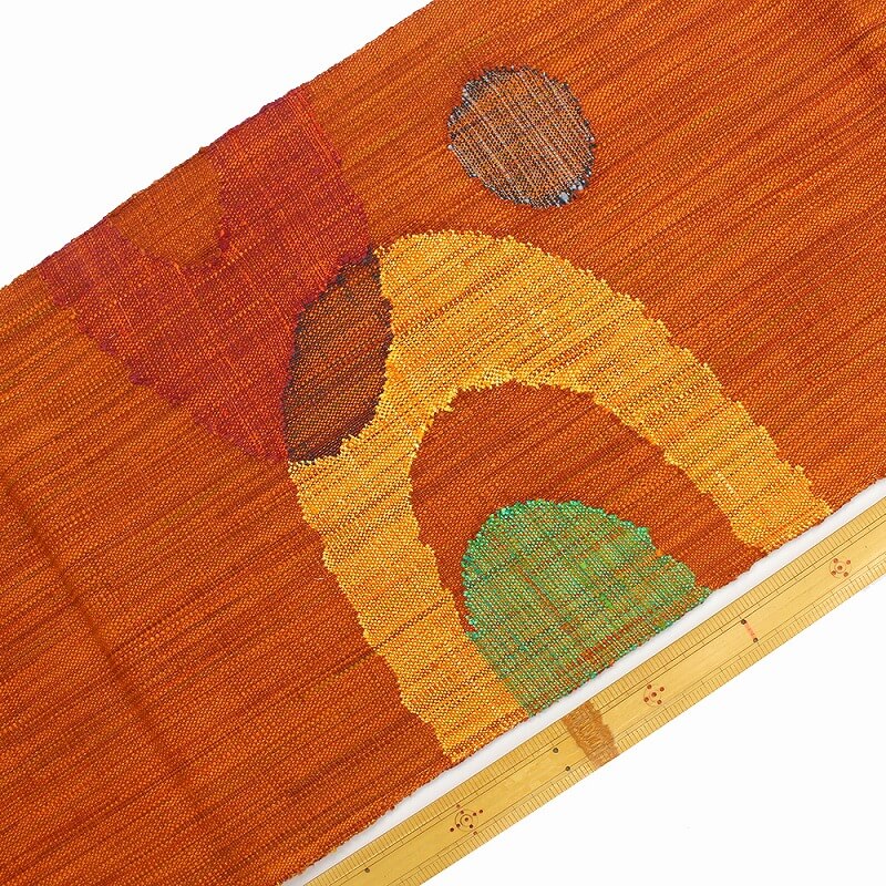 中古】 名古屋帯 なごや帯 リサイクル レディース 正絹 オレンジ 紬