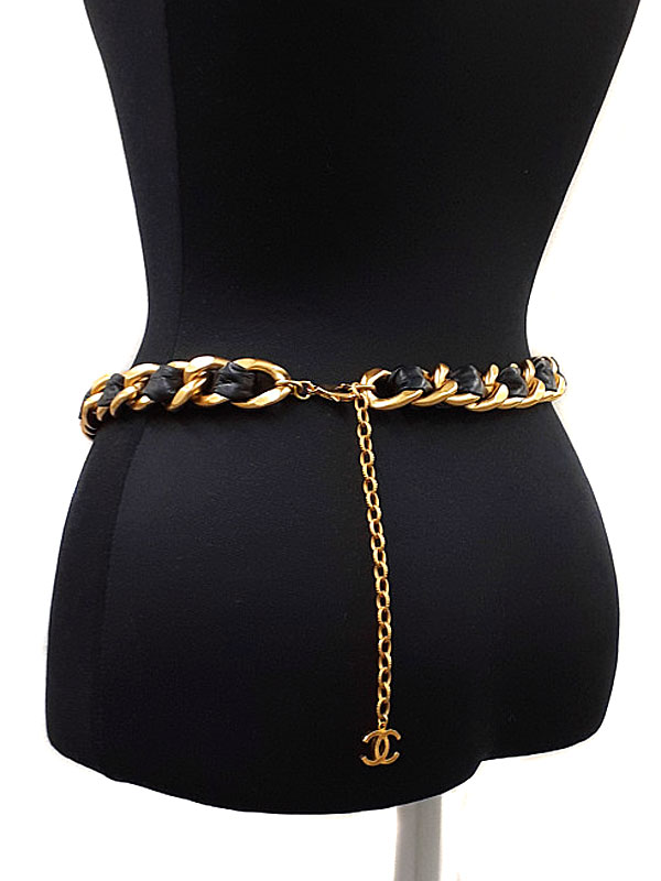 CHANEL】シャネル『カメリア レザー フェイクパール チェーンベルト