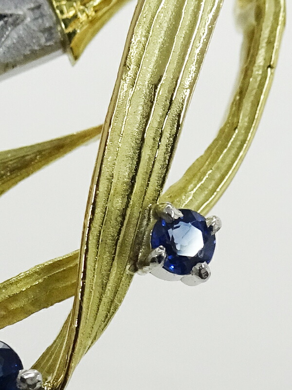 石川暢子】イシカワノブコ『K18YG/PT900 城モチーフ サファイア0.91ct