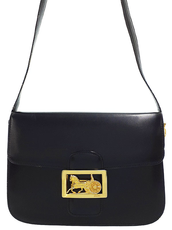 CELINE】セリーヌ『馬車バックル レザー ショルダーバッグ』レディース
