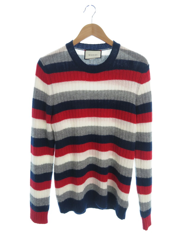 GUCCI】【イタリア製】【トップス】グッチ『ボーダー柄カシミヤ長袖