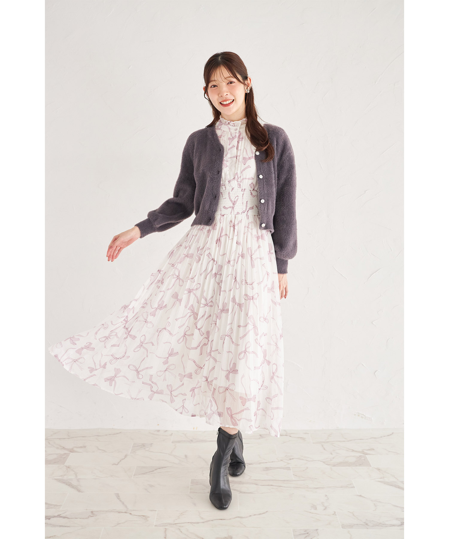 多種ビジュー釦シャギーニットカーディガン≪Shaggy and Fur Collection≫