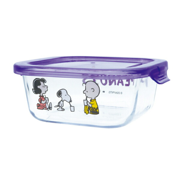 スヌーピー ガラスコンテナ（S） パープル ランチ キッチン SNOOPY