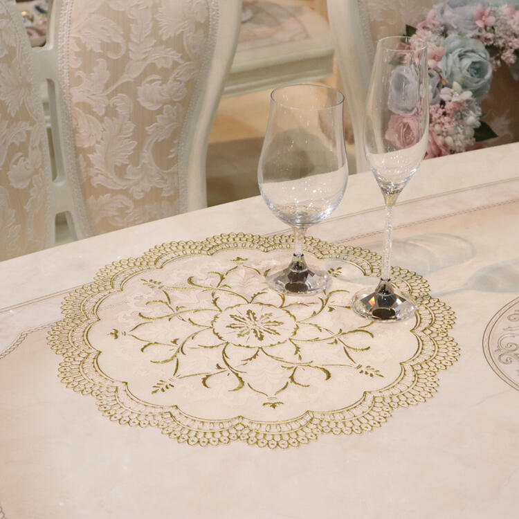 楽天市場】ラウンド ランチョンマット 2枚セット ゴールド×ベージュ