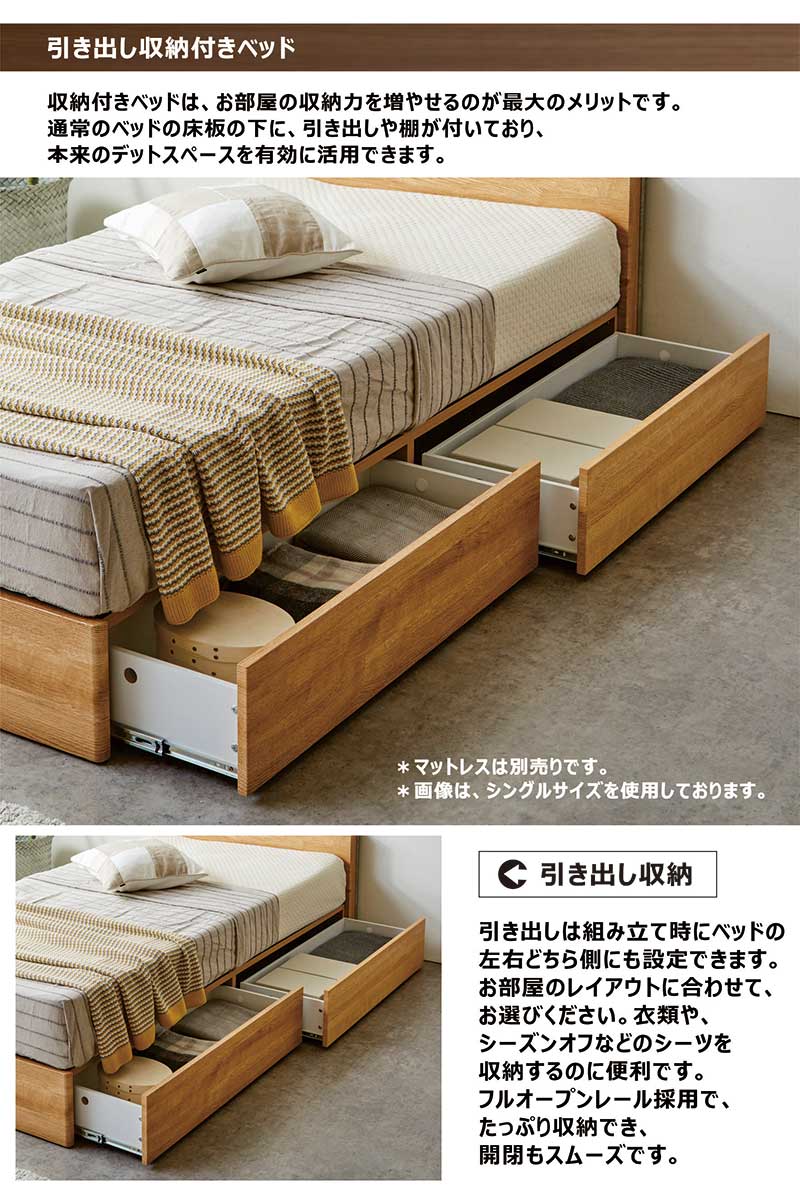 楽天市場】収納付きベッド ダブル フレーム 引き出し収納付きベッド