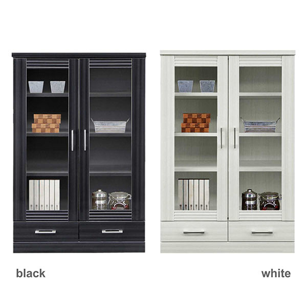 楽天市場】書棚 ガラス扉 スリム 幅90cm 高さ180cm 白 黒 本棚 扉付 大