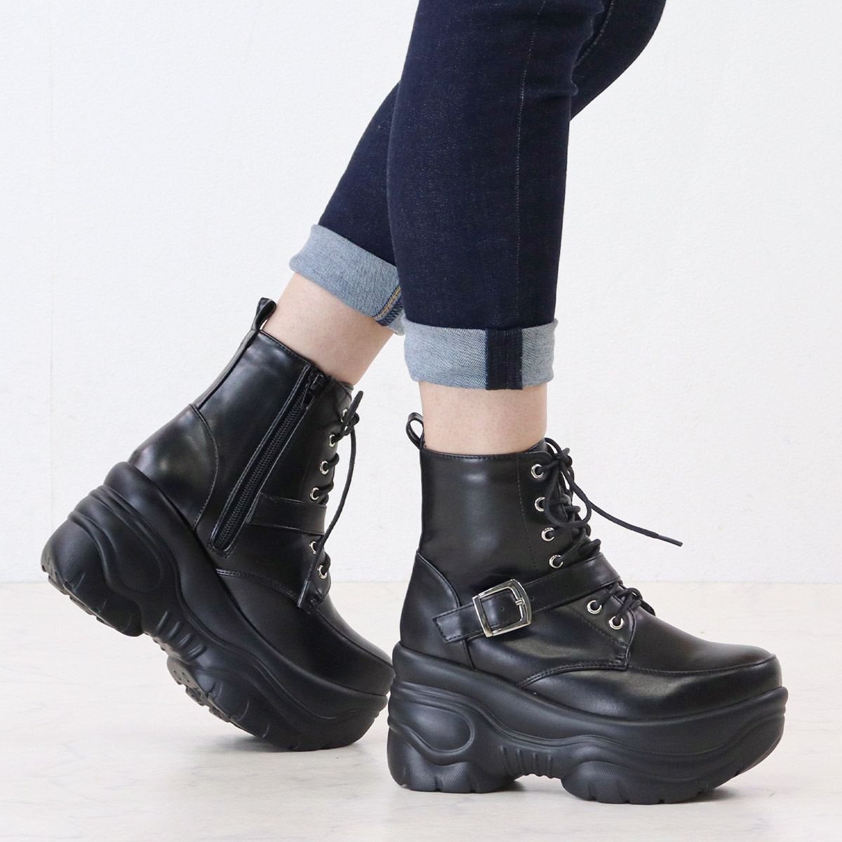 楽天市場】ブーツ レディース スニーカー 厚底 レースアップ ショート