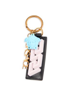希少✨VERSACE Medusa Leather l Keychain NEW 5 VERSACE RUNWAY Black