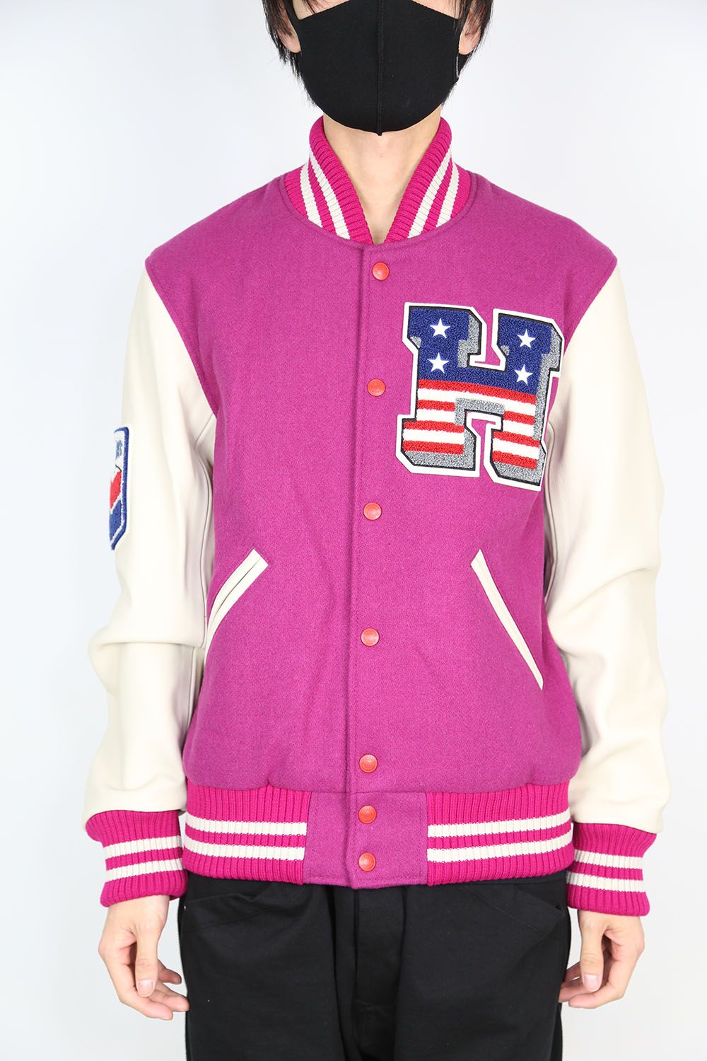 HYSTERIC GLAMOUR - VIXEN GIRL刺繍 ヴァーシティジャケット / ピンク