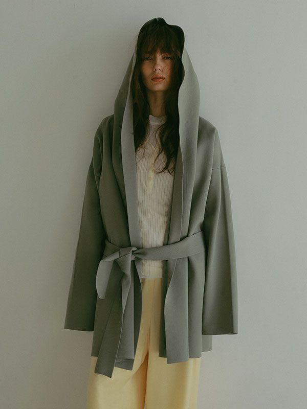 ETRE TOKYO - ダブルフェイスニットフーディーコート - KHAKI | ADDICT