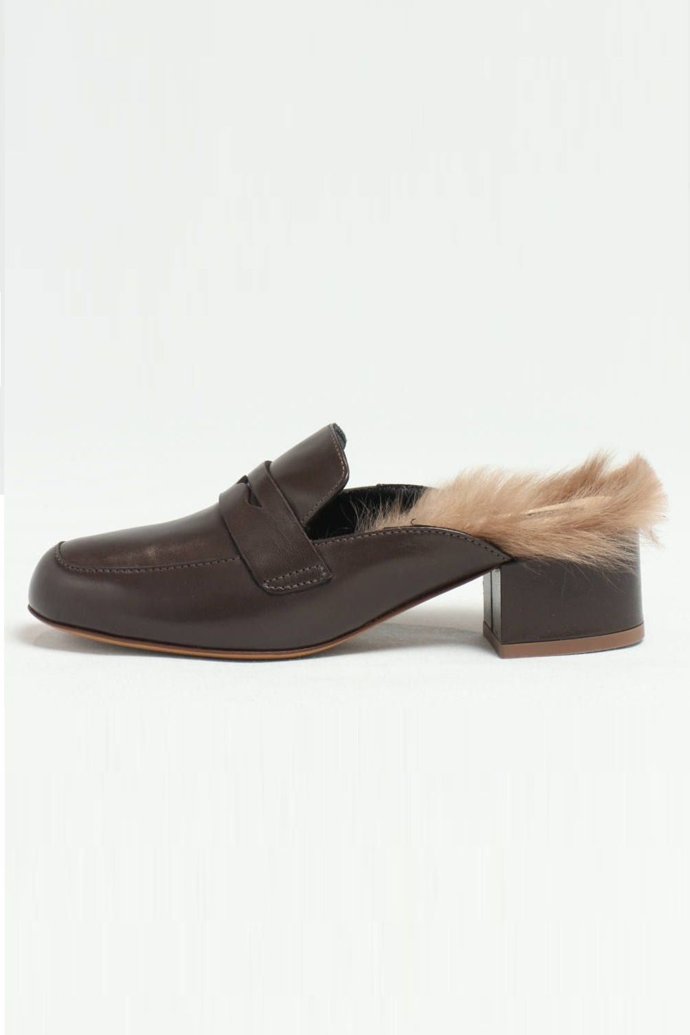 FABIO RUSCONI - 3849 インソール ファー レザー ローファー ミュール