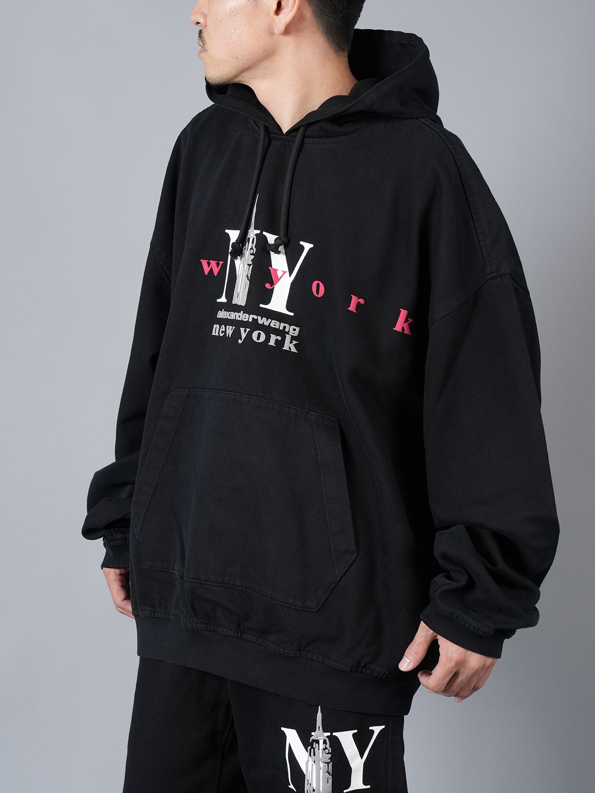 alexander wang - 【ラスト1点】DENIM HOODIE WITH PUFF PRINT