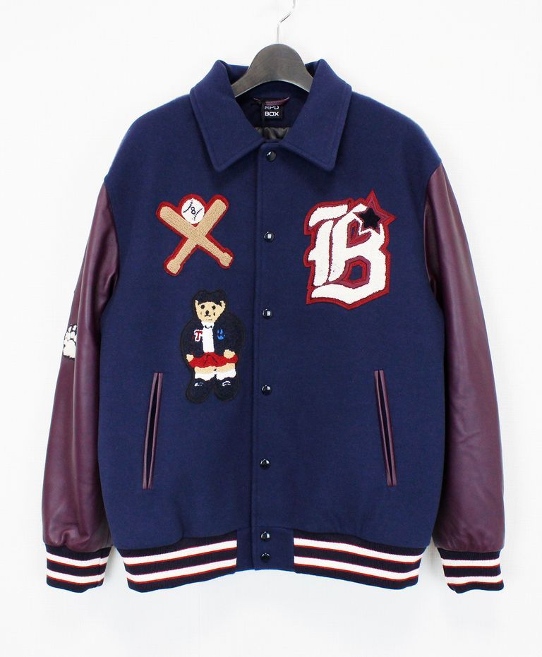 MPD BOX - スタジャン / VARSITY JACKET / BLUE/GREY/BORDEAUX