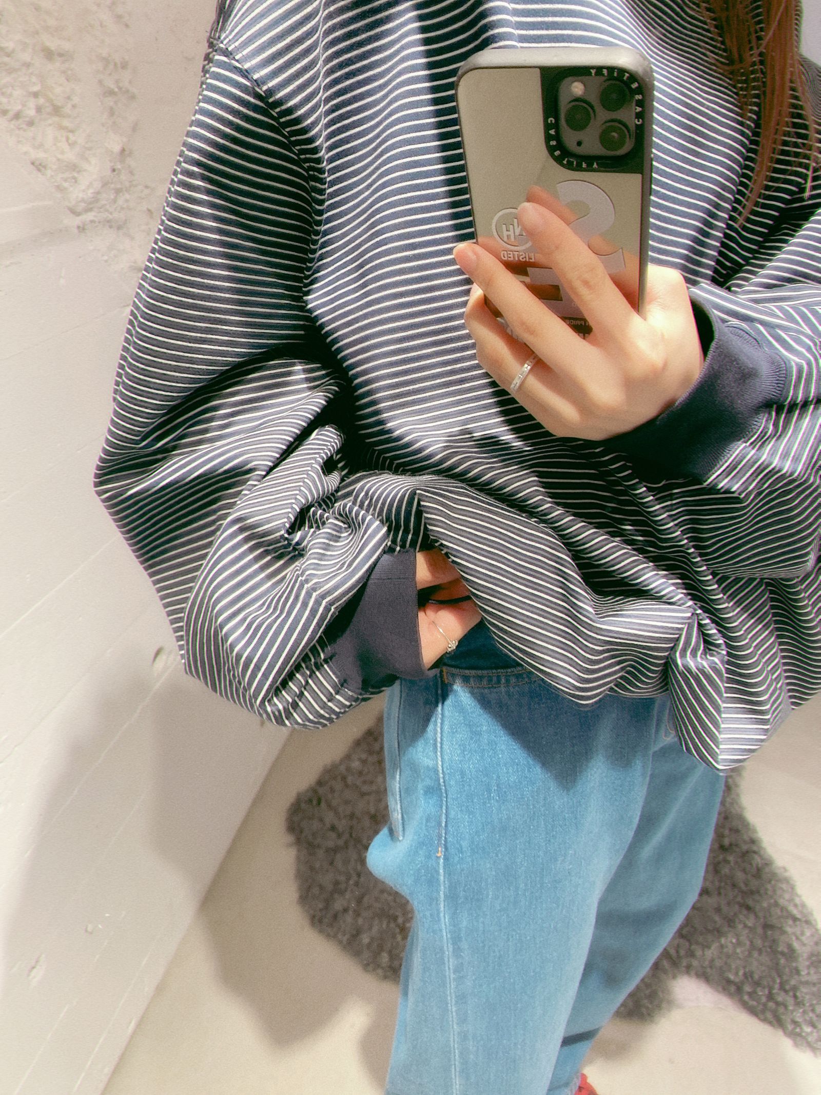 is-ness 24SS BALLOON BORDER LONG SLEEVE T-SHIRT style.2024.3.17