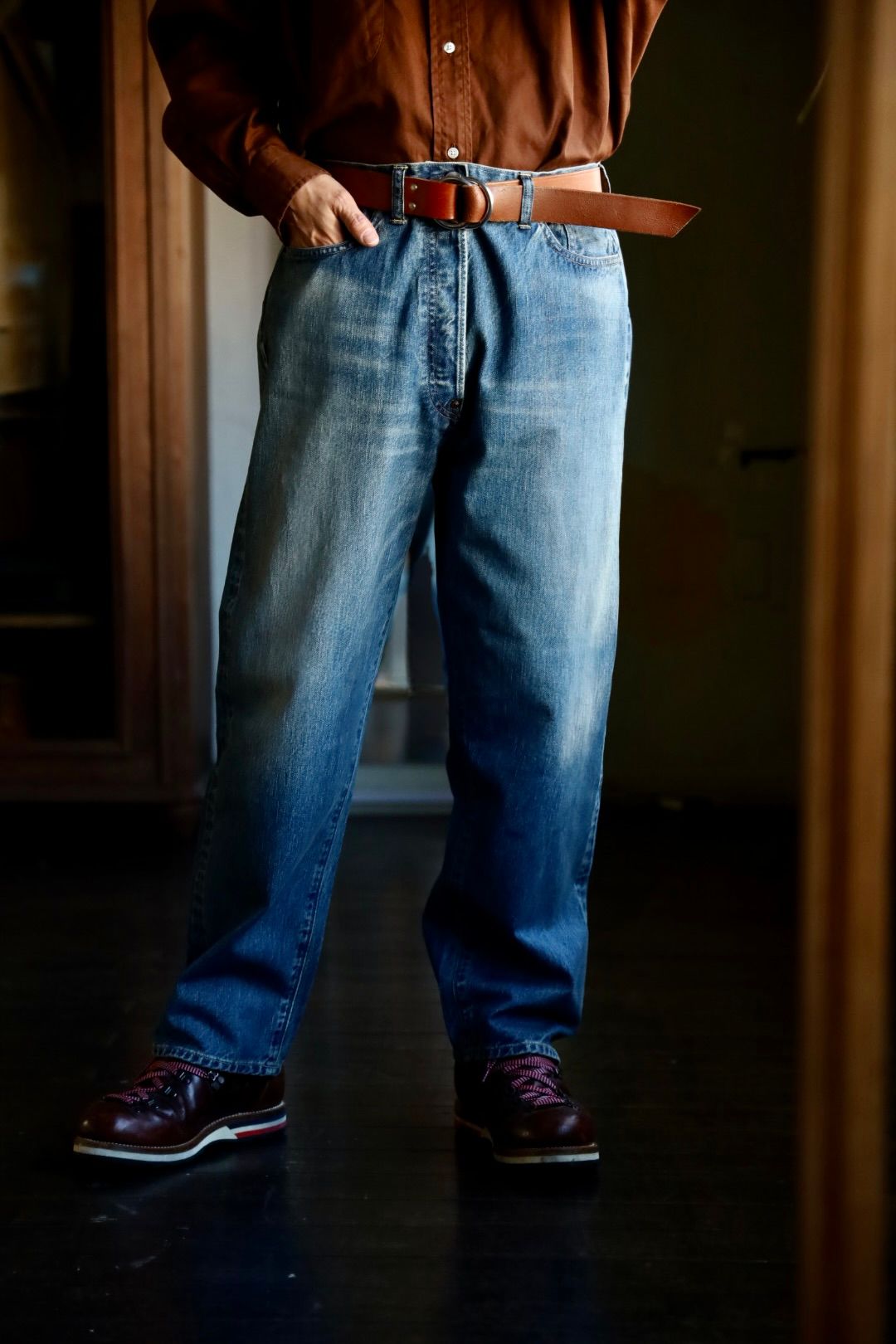 A.PRESSE - アプレッセNo.22 Washed Wide Denim Pants(AP-4003)INDIGO