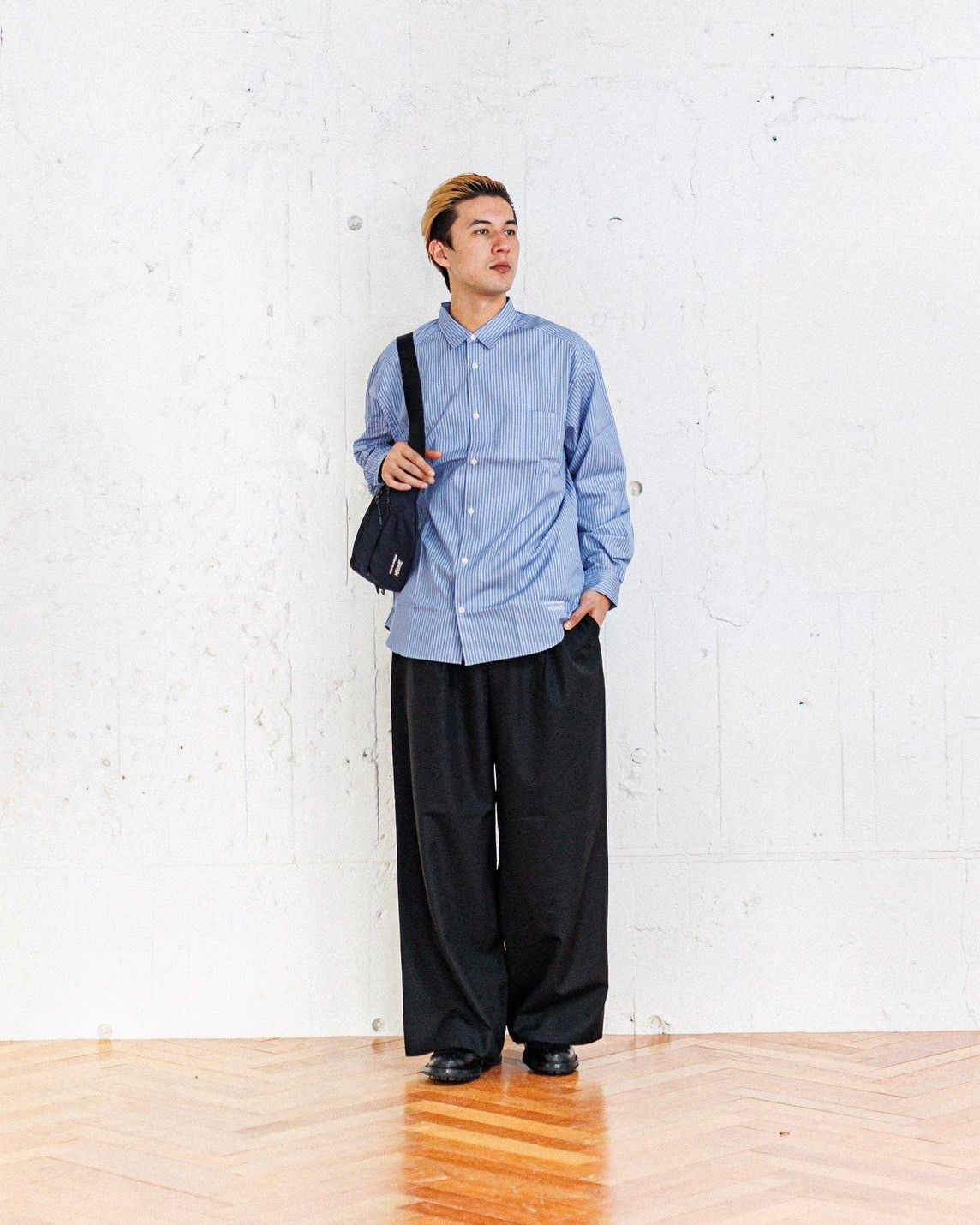 COMME des GARCONS HOMME ストライプシャツ(NAVY/SAX/WHITE)スタイル 2