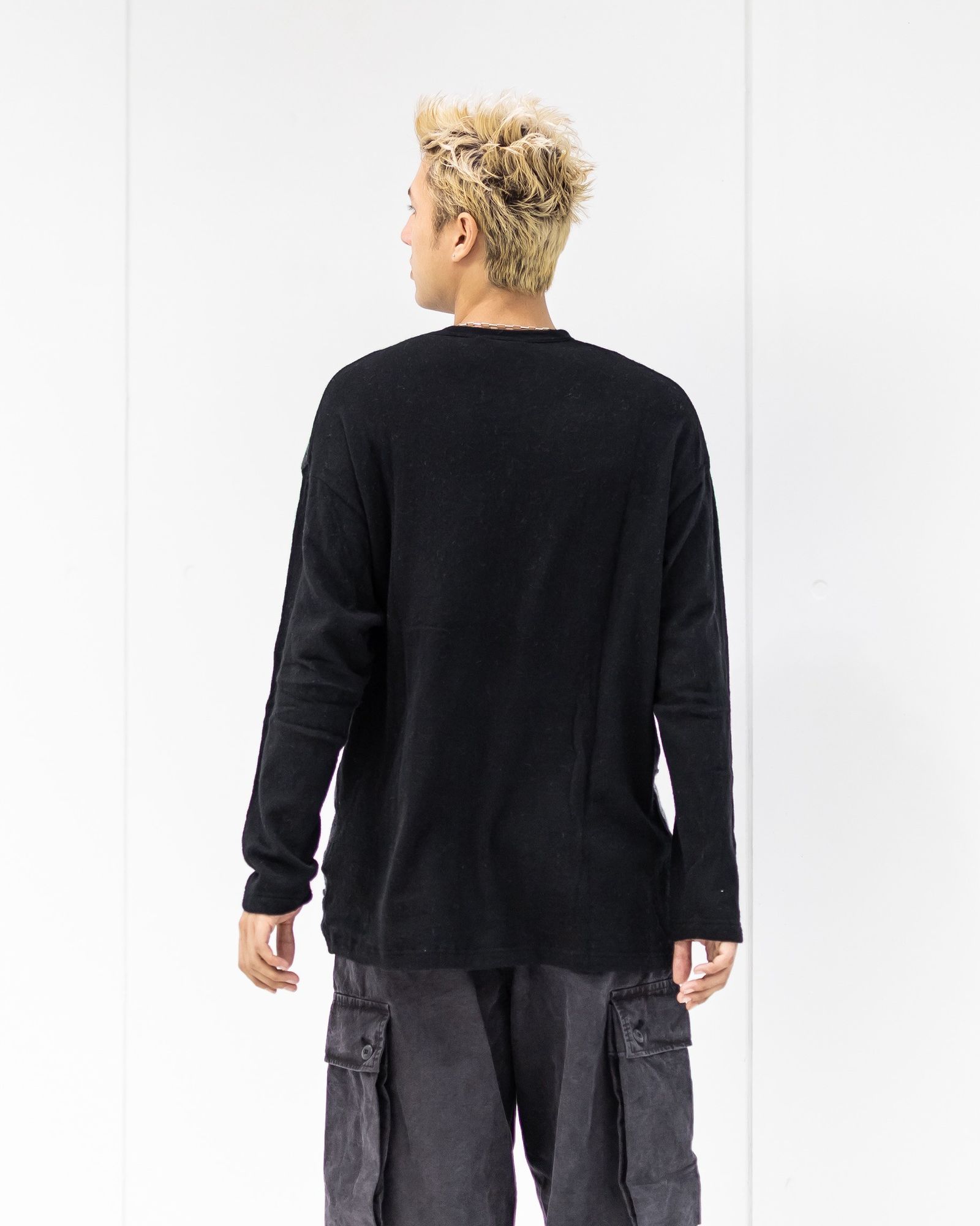 COMME des GARCONS HOMME ウールナイロン天竺パッチワークニット 10月3