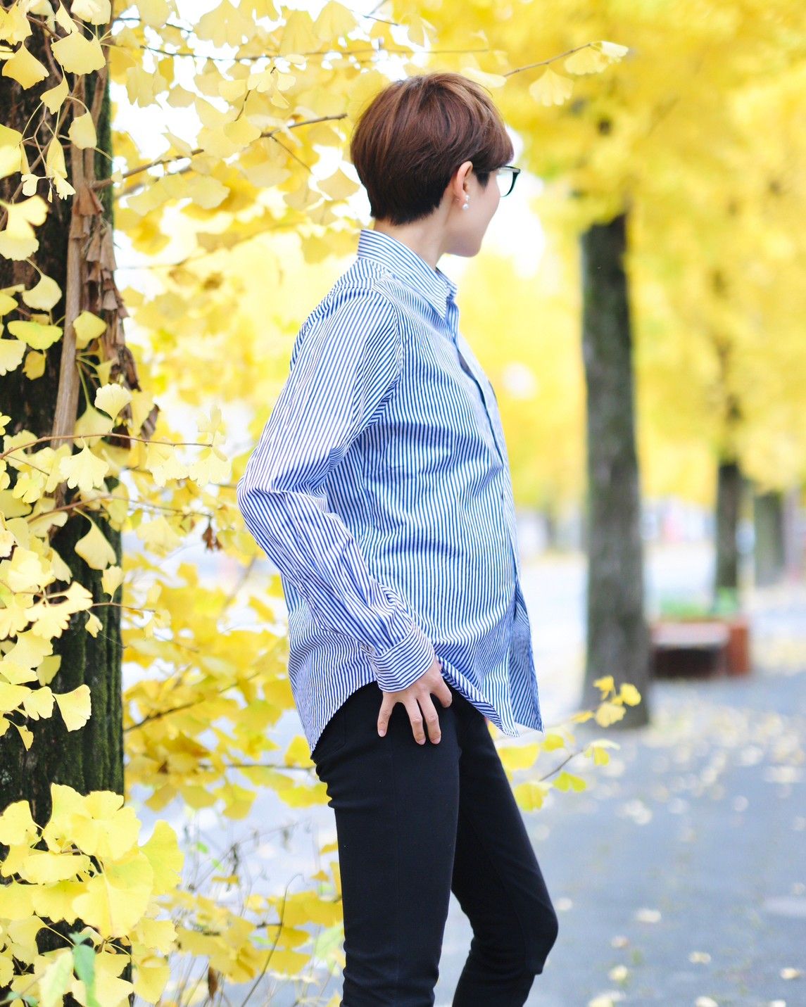 PLAY COMME des GARCONS レディース ストライプシャツstyle.2023.12.5