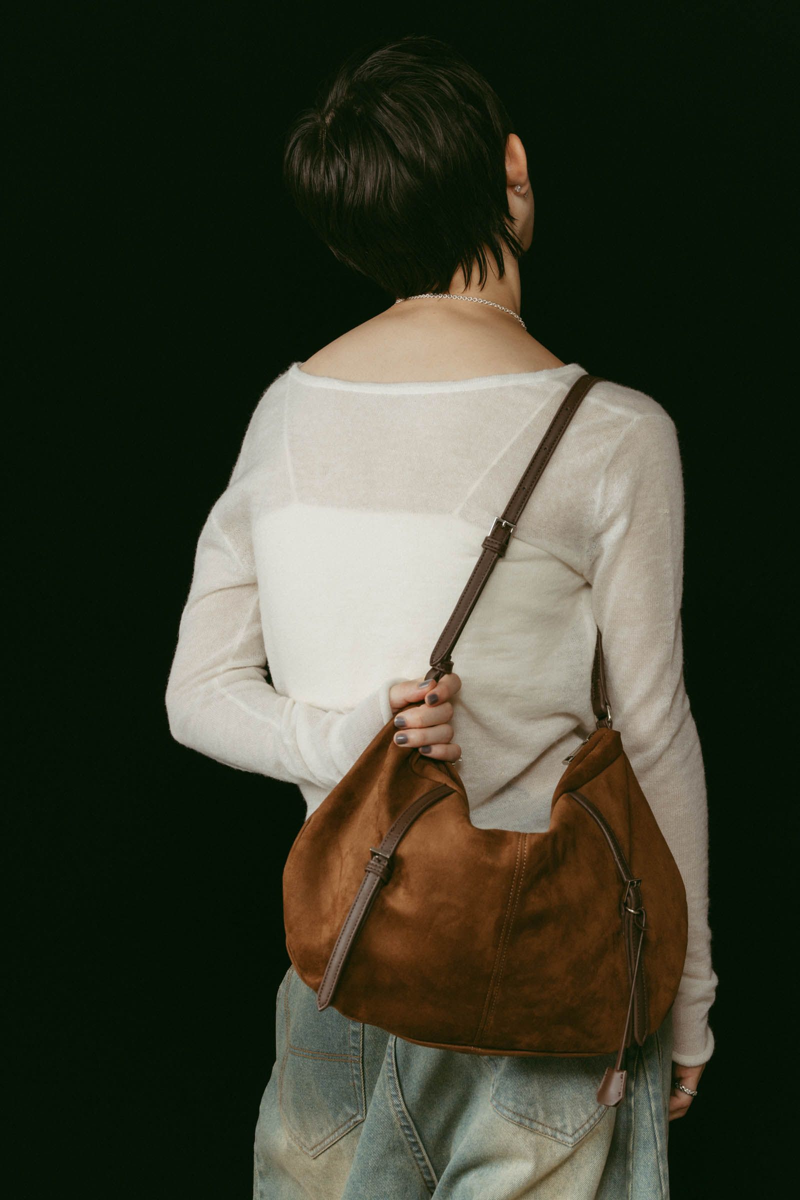 Knuth Marf - suede moon bag / スエード ムーンバッグ (ブラウン