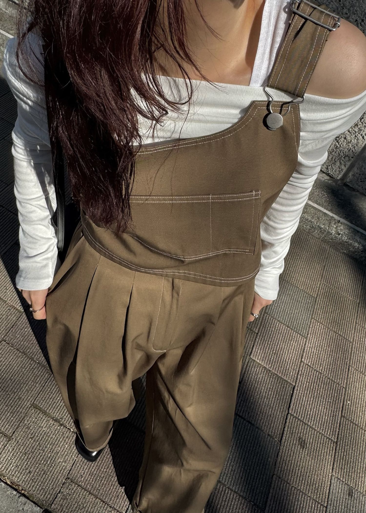 WILLFULLY - 2piece roll up suspenders all-in-one (K/beige) / 2