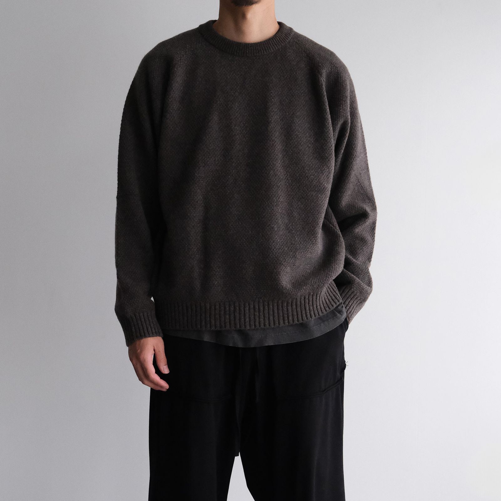 ATON - Lambs Wool Crewneck Sweater -ニット-（Brown / ブラウン