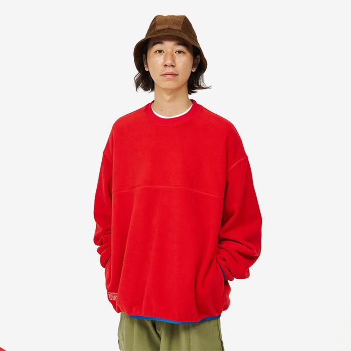 FreshService - MICRO FLEECE CREW NECK PULLOVER / RED | Stripe