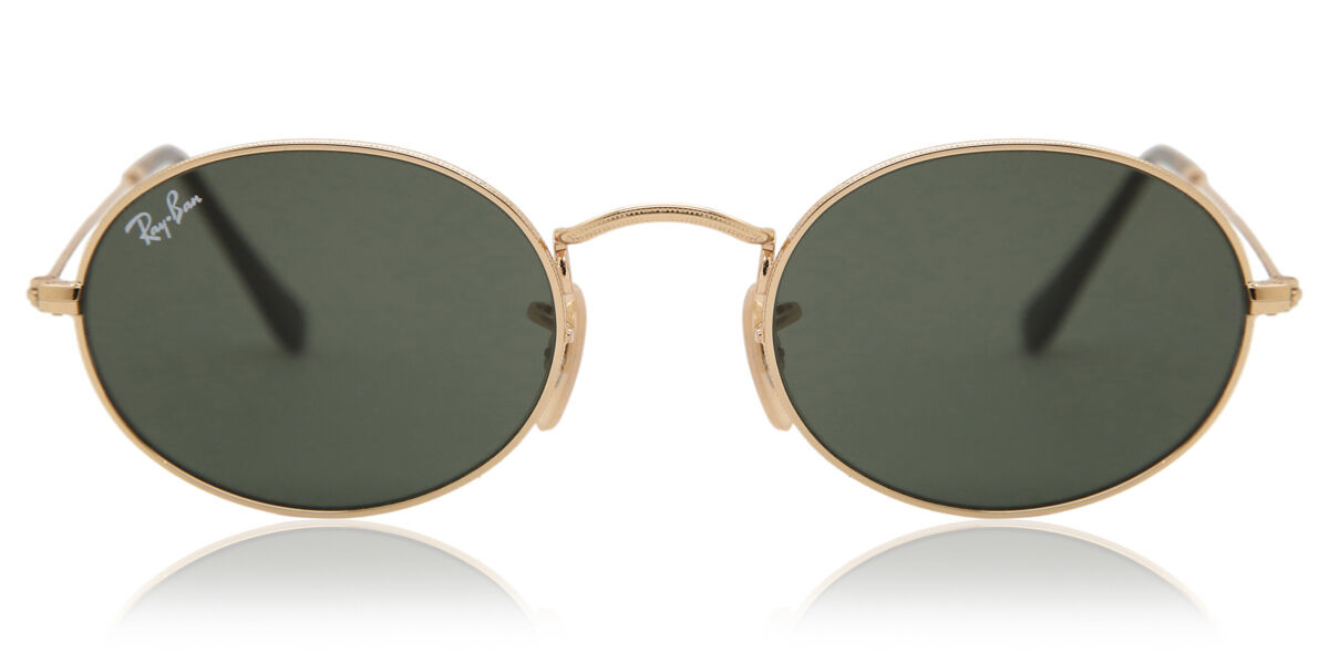 Ray-Ban RB3547N Oval Flat Lenses 001 Oval Gold Sunglasses