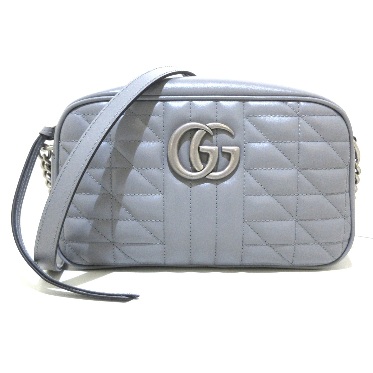 グッチ/ショルダーバッグ/GGマーモント/グレー/レザー/型番：447632の