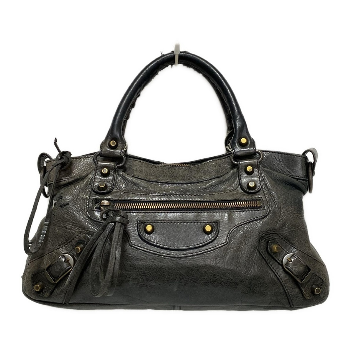 バレンシアガ/ハンドバッグ/ザ・ファースト/ダークグレー/レザー/型番