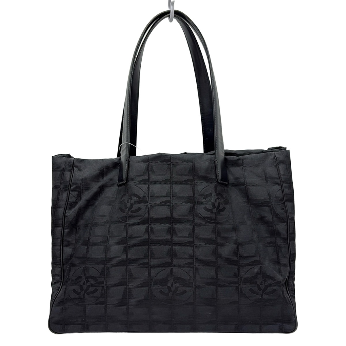 シャネル/トートバッグ/ニュートラベルライントートMM/黒/ナイロン