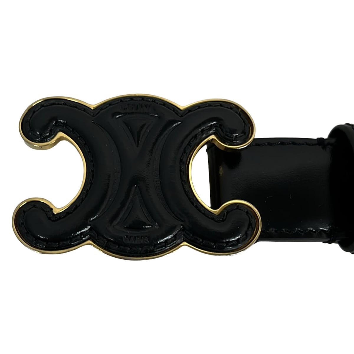 CELINE(セリーヌ) ベルト 80 - 黒×ゴールド レザー（19311467）中古