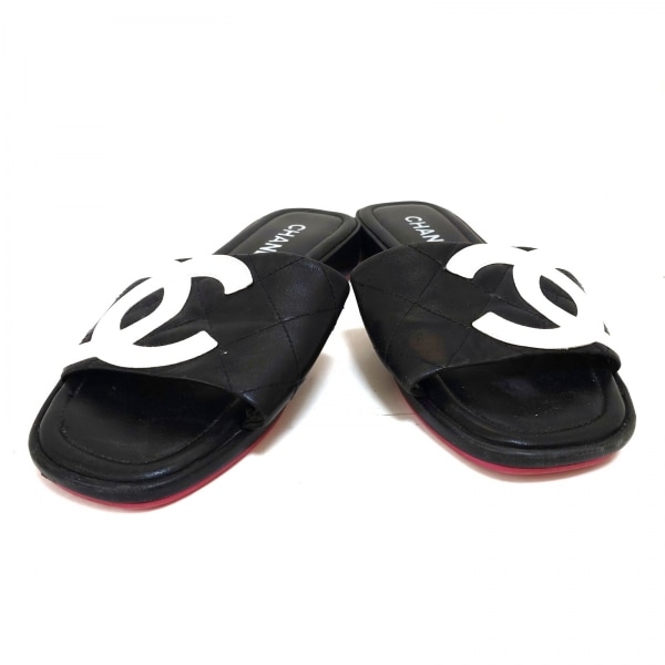 シャネル サンダル レディース - 黒×白 カンボンライン ラムスキン