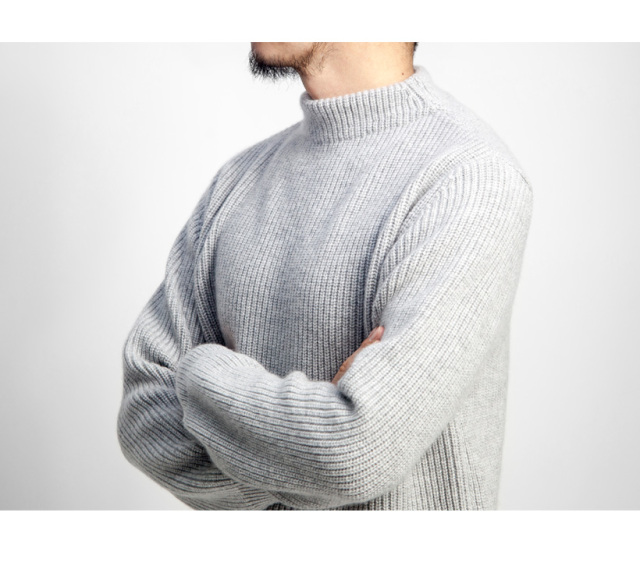 MOONCASTLE ムーンキャッスル カシミヤ100％ 片畔モックネックニット