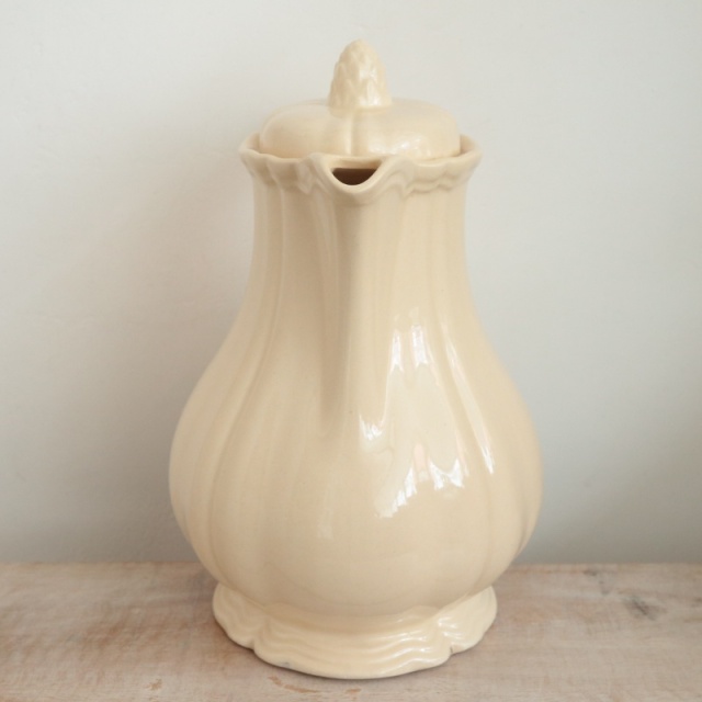 アンティーク コーヒーポット 花リム Ivoire フランス サルグミンヌ製