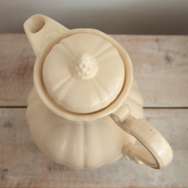 アンティーク コーヒーポット 花リム Ivoire フランス サルグミンヌ製