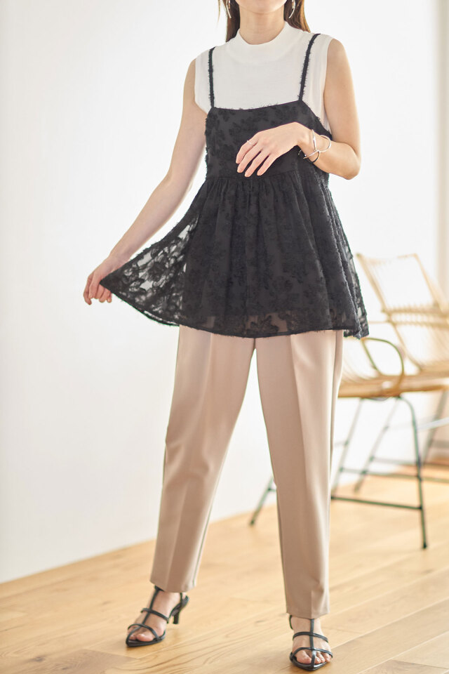 シャギージャガードキャミブラウス